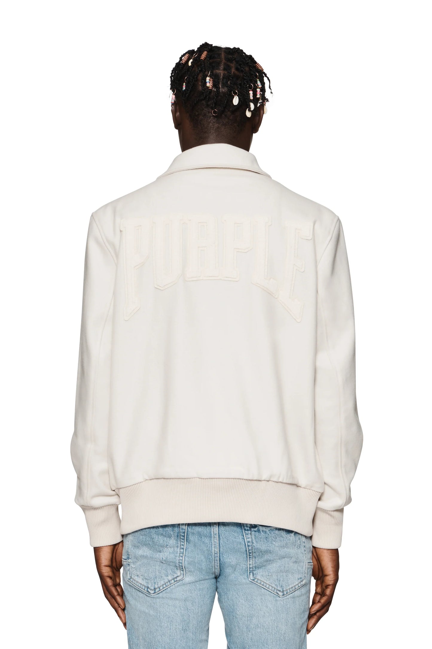 Purple Brand Title Letterman Jacket