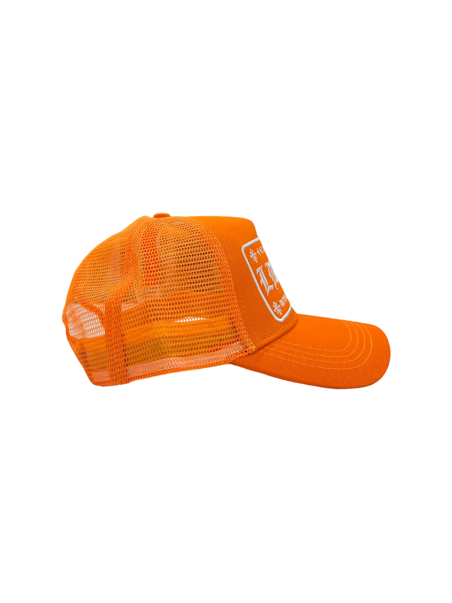 LMNTS Old English Trucker Hat (Orange)