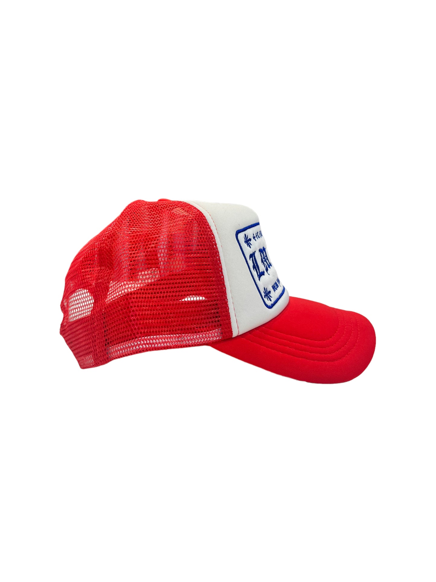LMNTS Old English Trucker Hat (Red and White)