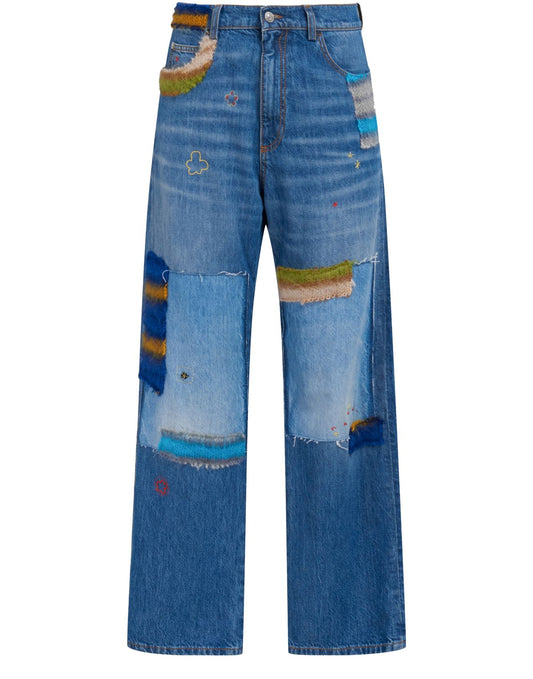 Marni Patchwork Straight-Leg Denim